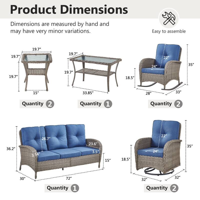 Gymojoy Outdoor Wicker Patio Furniture Sofa Chair Set Weather-Resistant