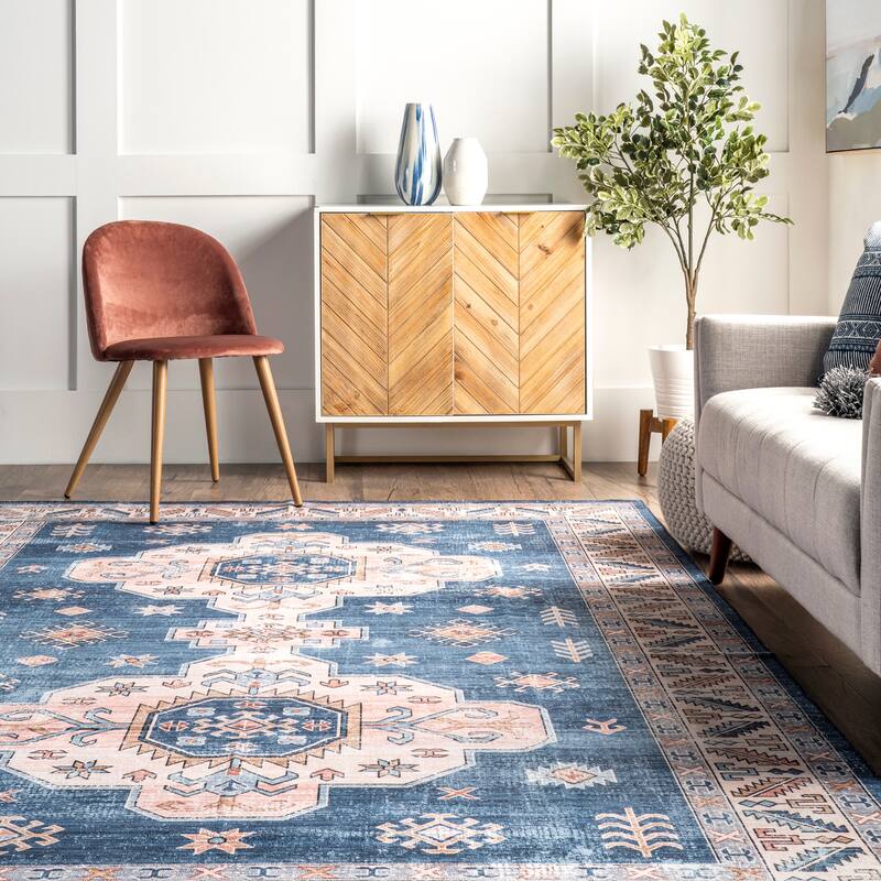 Nuloom Norma SpinClean Machine Washable Traditional Medallion Area Rug