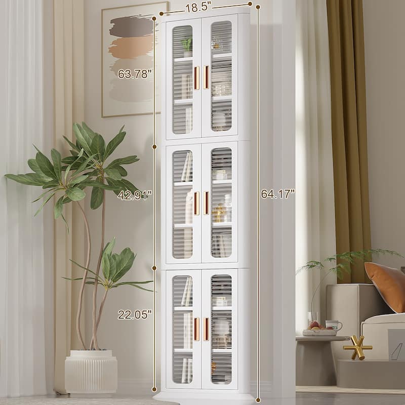 VECELO White 3-Tier Corner Storage Bins Triangle Organizer Bathroom Storage Cabinet with 9 Storage Shelf