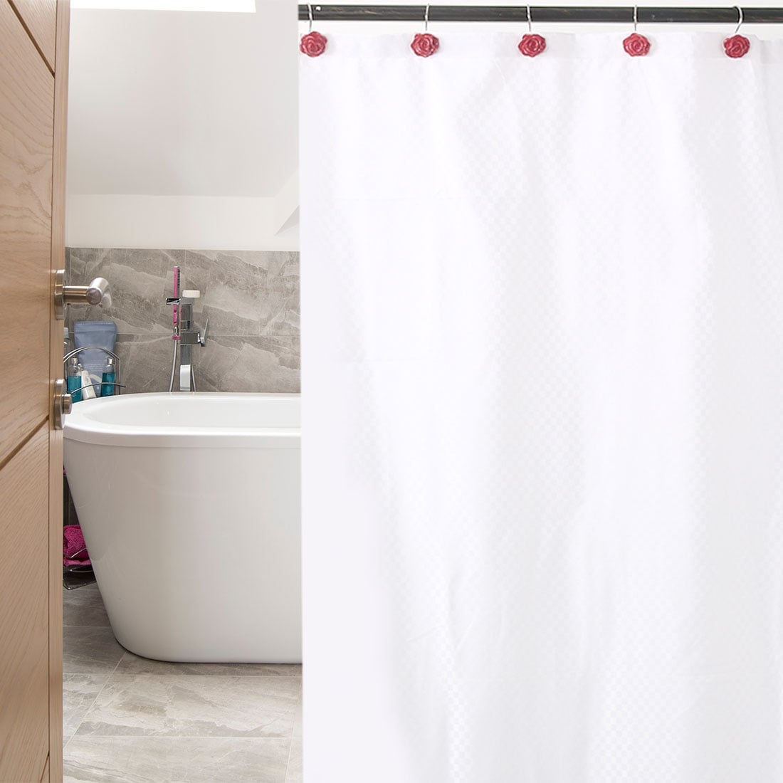 12pcs Shower Curtain Hooks Rings C-shape Durable Bathroom Home Curtain Hnager 