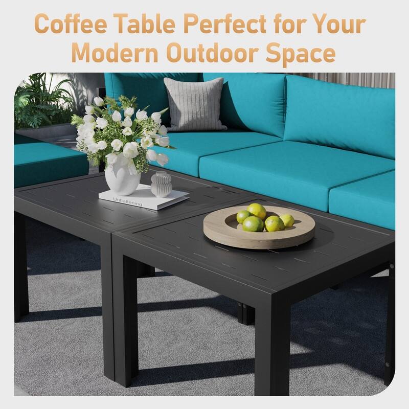 FINCATI Aluminum Outdoor Patio Furniture Conversation Sectional Sofa Set