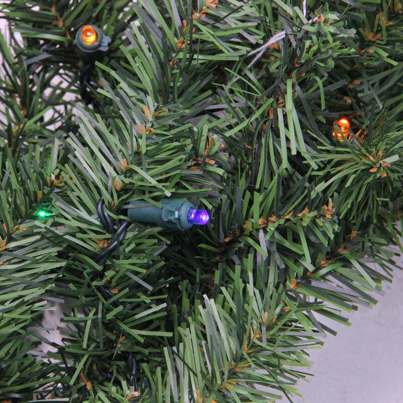 LED Canadian Pine Artificial Christmas Wreath Timer - 24" Multi Lights