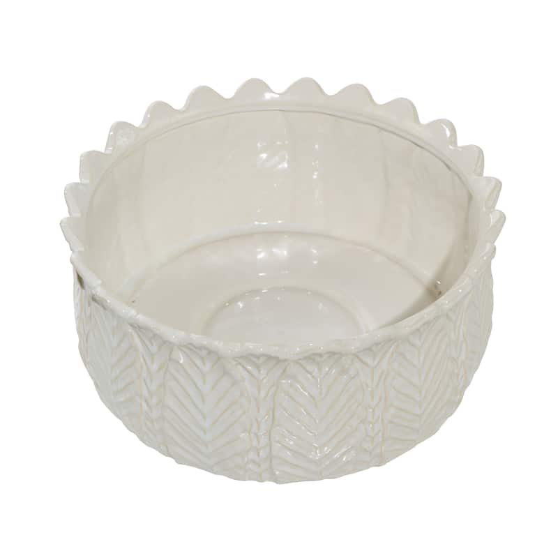 White Ceramic Traditional Planter (Set of 3) - 17 x 16 x 6Round