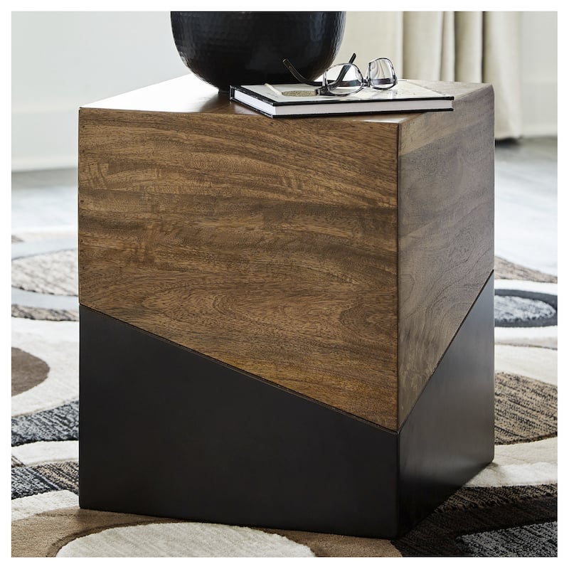 Trailbend Brown/Gunmetal Accent Table - 15"W x 15"D x 18"H - 15"W x 15"D x 18"H - Brown - Wood