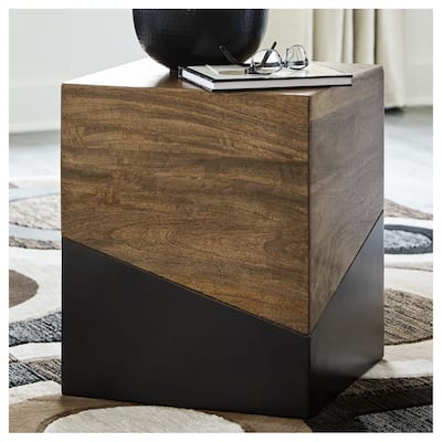 Trailbend Brown/Gunmetal Accent Table - 15"W x 15"D x 18"H