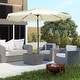 preview thumbnail 1 of 39, Outsunny 9ft Patio Umbrella with Push Button Tilt and Crank, Ruffled Outdoor Market Table Umbrella with Tassles and 8 Ribs Cream White