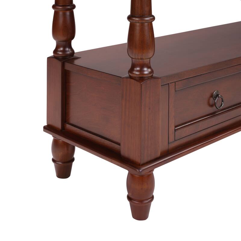Vintage 54" Solid Wood Console Table with 6 Drawers and Shelf
