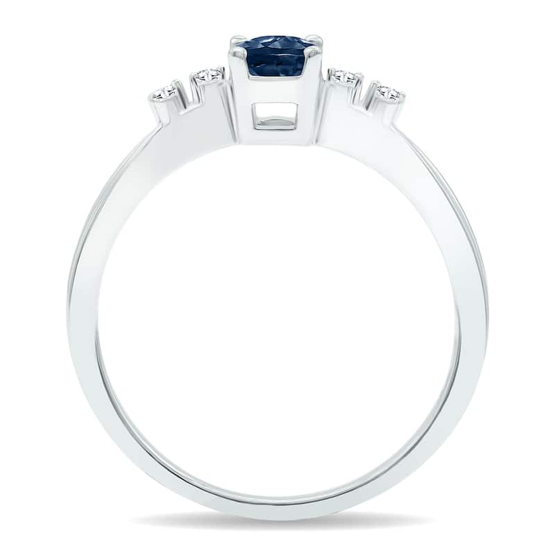 Women's Sapphire and Diamond Sparkle Ring in 10K White Gold