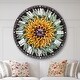 preview thumbnail 7 of 8, Designart 'Yellow Blue Abstract 3D Flower' Oversized Floral Wall CLock