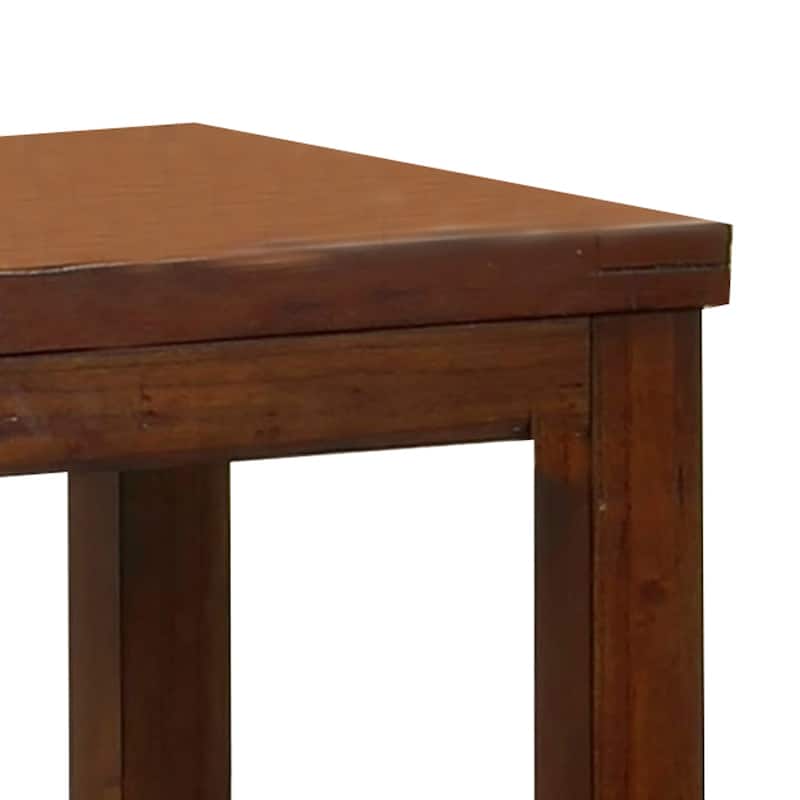 Square Shaped End Table with Open Bottom Shelf, Dark Cherry