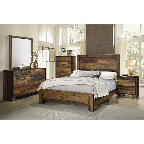 Agius Rustic Pine 3-piece Bedroom Set with 2 Nightstands