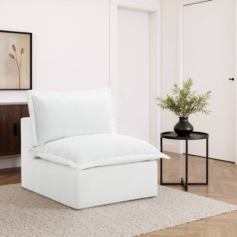 32"W Chenille Upholstered No Assembly Armless Accent Chair