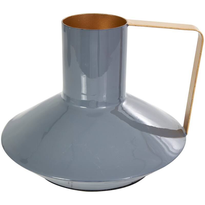 CosmoLiving by Cosmopolitan Metal Enameled Abstract Vase with Varying Shapes and Geometric Gold Handles (Set of 3)