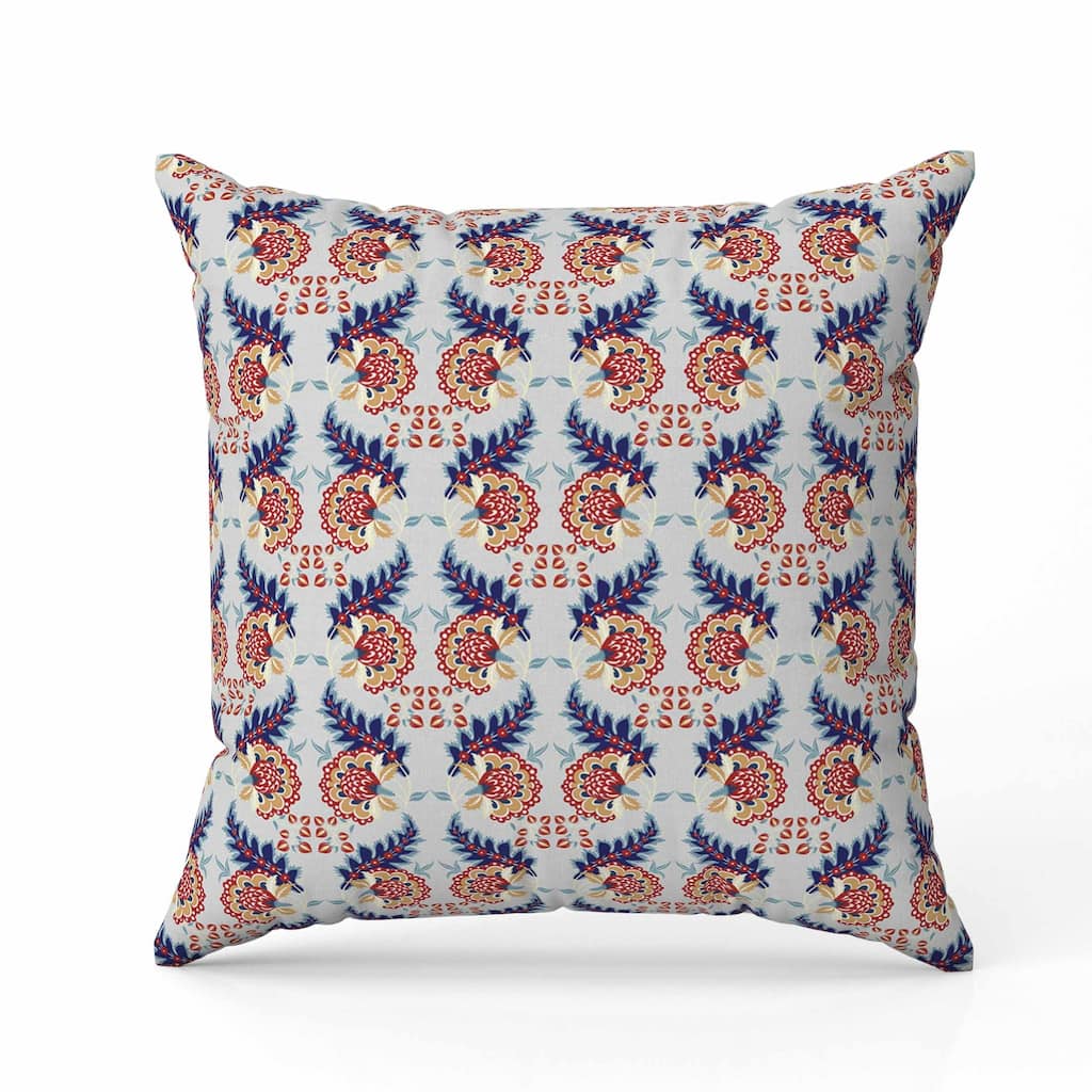 Botanical Bouquet Faux Suede Reversible Throw Pillow Silver and Blue