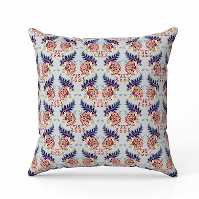 Botanical Bouquet Indoor/Outdoor Reversible Throw Pillow Silver and Blue