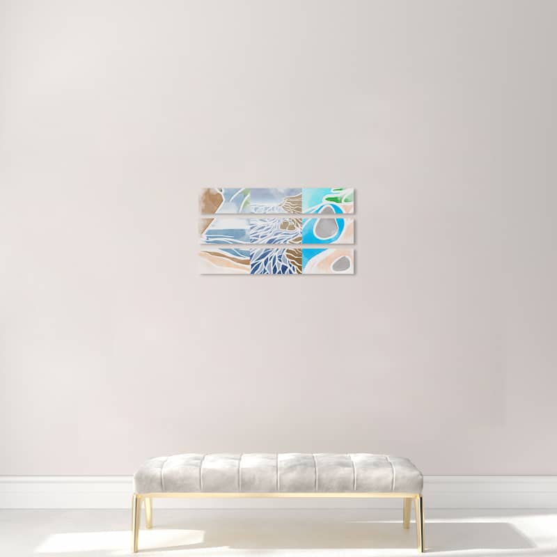 Wynwood Studio Canvas Abstract Shores and Cliffs Set Blue and Tan Modern & Contemporary Wall Art Canvas Print - 24 x 36