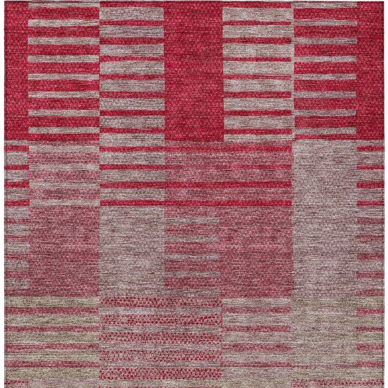 HomeRoots Striped Modern Rectangle Outdoor Rug