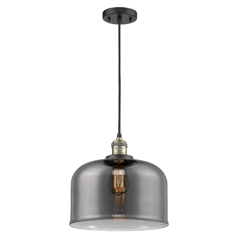 Innovations Lighting X-Large Bell Single Light 12" Wide Pendant - Black Antique Brass / Plated Smoked