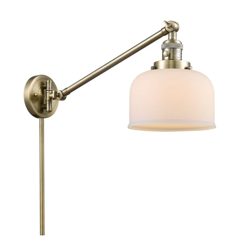 Innovations Lighting Large Bell Single Light 25" Tall Wall Sconce / - Antique Brass / Matte White