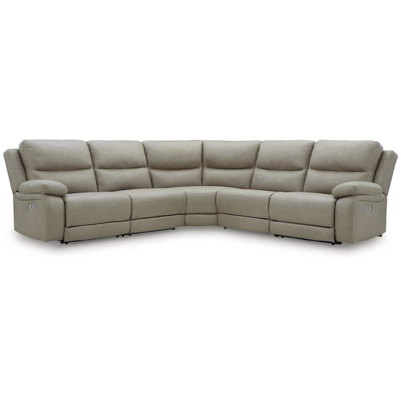 Signature Design by Ashley Brannigan Gray 5-Piece Power Reclining Sectional - 142" W x 142" D x 42" H
