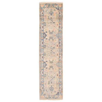 ECARPETGALLERY Hand-knotted Modern Oushak Light Khaki Wool Rug - 2'5 x 10'2