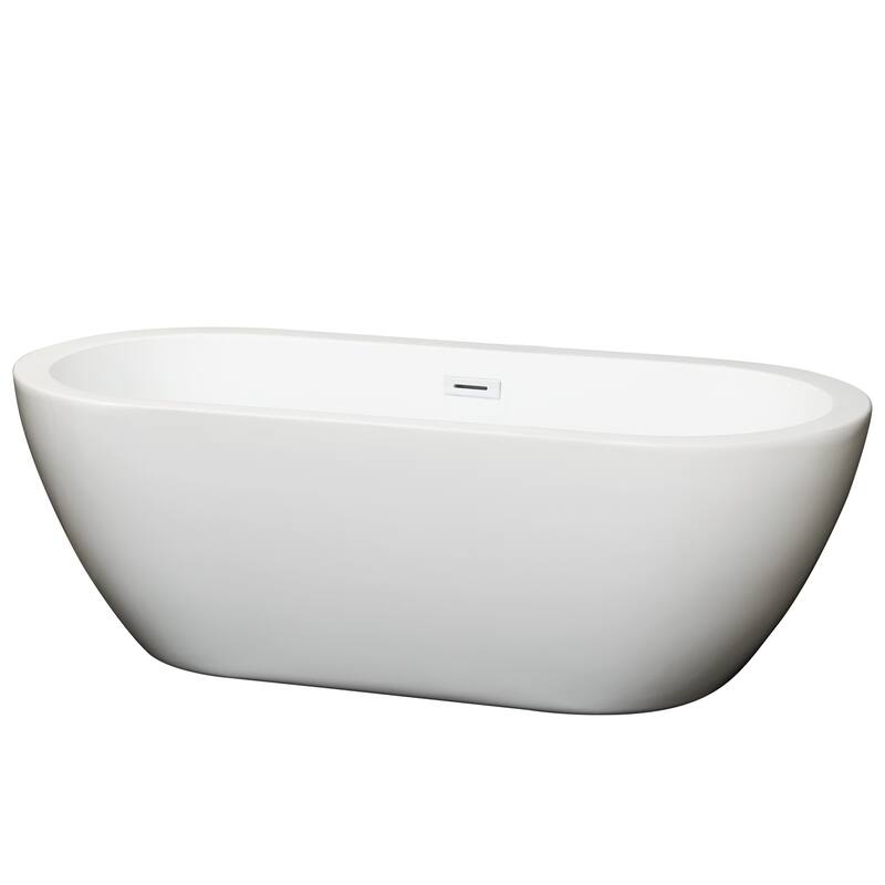 Wyndham Collection Soho 68-inch White Freestanding Soaking Bathtub - White, Shiny White Trim