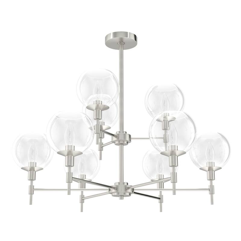 Hunter Xidane Metal and Glass Orb Chandelier - Entry, Kitchen or Dining Room Table, Bedroom - Mid-Century Modern, Transitional