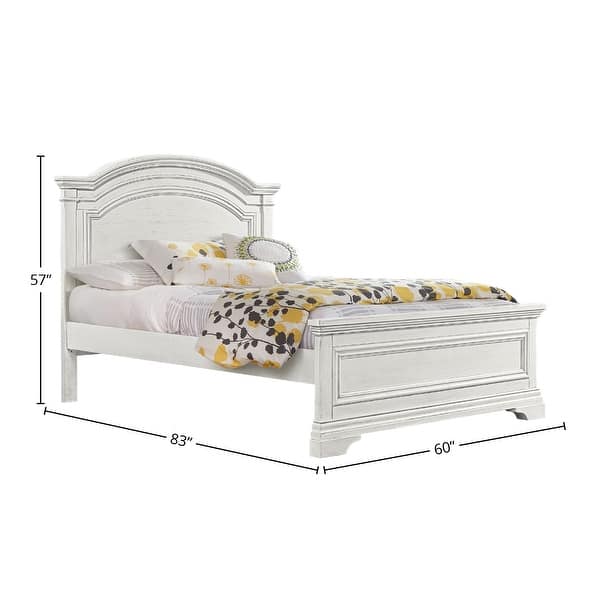 Olivia Traditional Wood Complete Full Bed, Brushed White