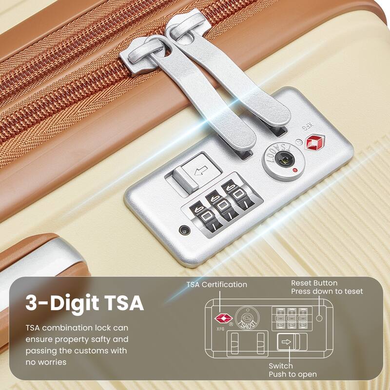 Luggage Sets 4 Piece(14/20/24/28) PP Lightweight & Durable Expandable suitcase - Apricot Cream
