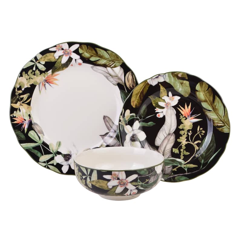 Borneo Black 12pc Dinnerware Set