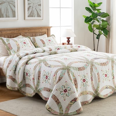 Handcrafted Cotton Patchwork Quilt Set, Hundred of Pieces Hand Sewn, Traditional & Timeless