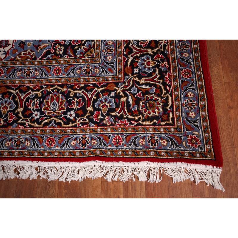 Floral Red Kashan Turkish Rug Machine Made Living Room Carpet - 9'7" x 12'5"