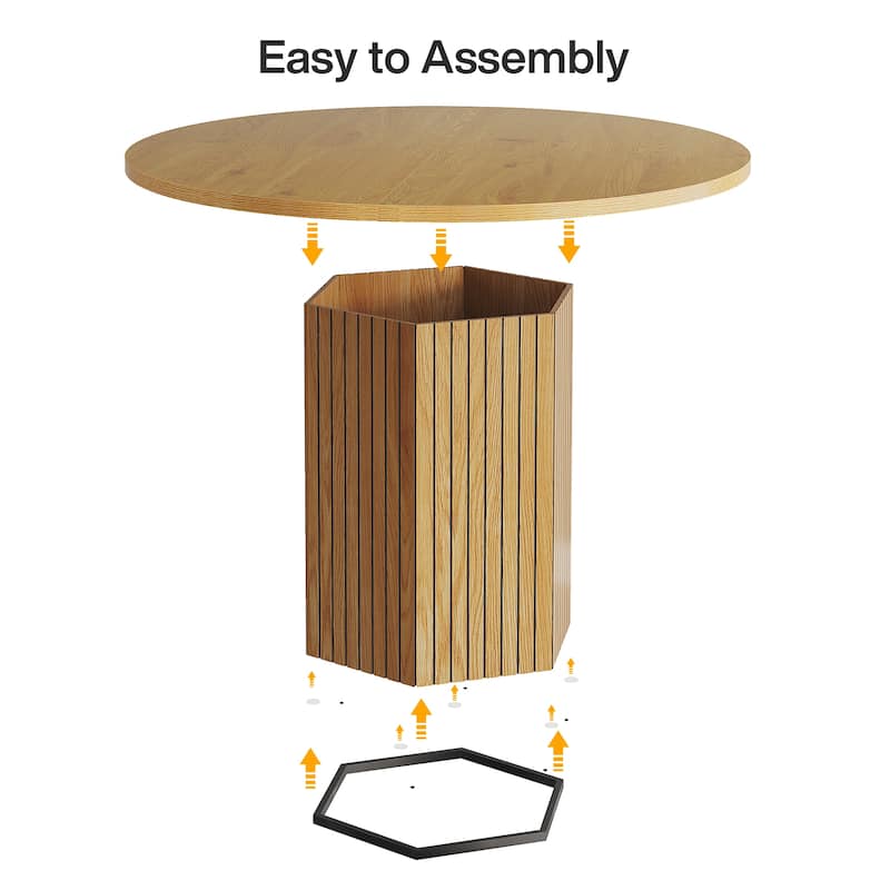 Oak Wood Round Dining Table, Kitchen Living Room Bistro Accent Table