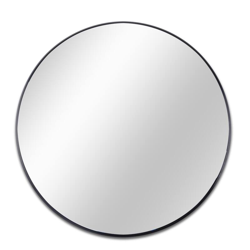 GDFStudio - Montclair Luxury Modern Oversized Round Bathroom Vanity Decorative Mirror with Metal Frame & Easy Wall Mounting
