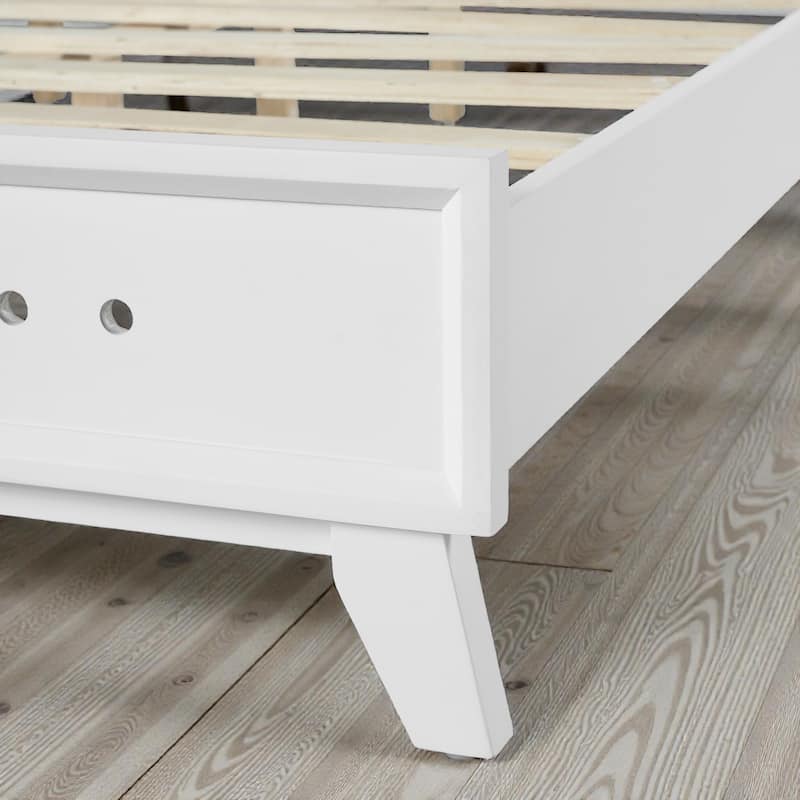 Modern Solid Wood Platform Bed, Pine Wood Queen/King Bed Frame with Slats, Stable No Box Spring