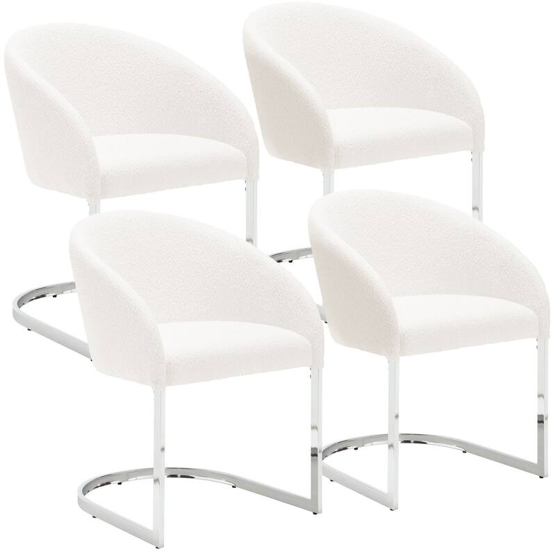 Modern Fabric Upholstered Dining Chairs, Boucle Arm Side Chair - 30" H x 22.2" W x 21.7" D