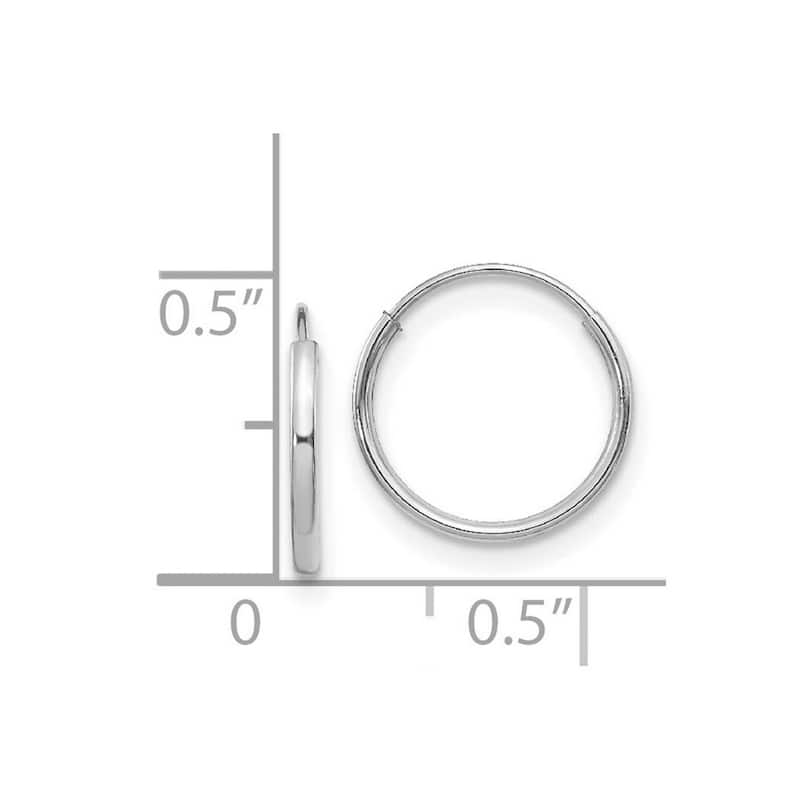 Curata 14k White Gold Polished Endless 12mm Hoop Earrings