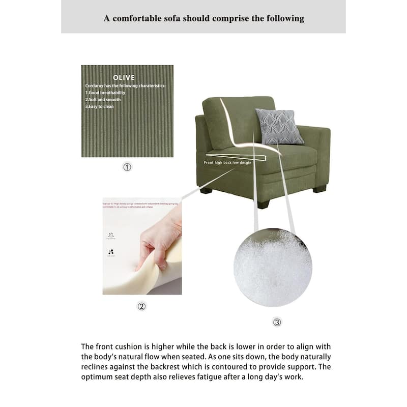 11 PCS Corduroy Flexible Combination Sectional Sofa