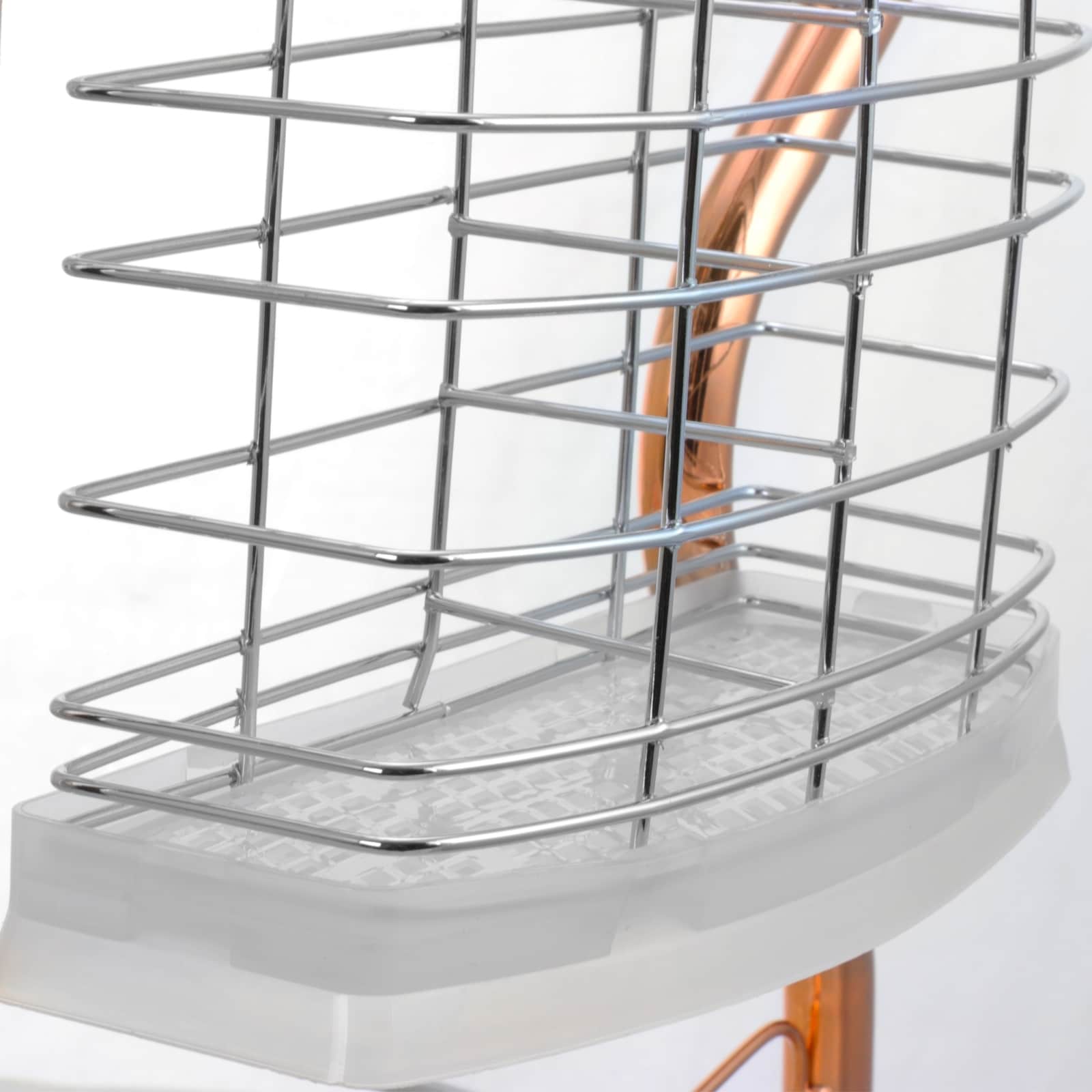 Jiallo Stainless Steel 2-Tier Dish Rack with Dripping Tray (Rose Gold) - 20-3/4x9-1/4x14-1/8