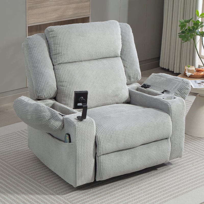 Oversized 270° Swivel Rocker Recliner Chair with Adjustable Headrest & Infinite Position