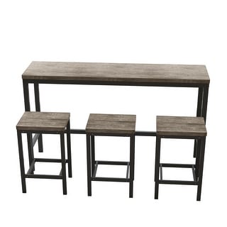 Rustic Style 4-Piece Counter Height Wood Dining Table Set Kitchen Table ...