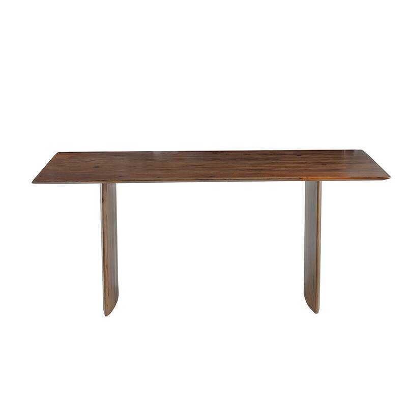 Dice 71 Inch Dining Table, Rectangular Top, Dual Base, Brown Sheesham Wood