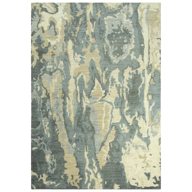 Alora Decor Euphoria Grey, Beige, and Cream Abstract Wool Rug - 5' x 8'