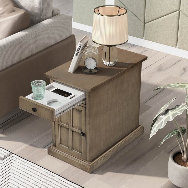 End Table Side Table with USB Ports and One Multifunctional