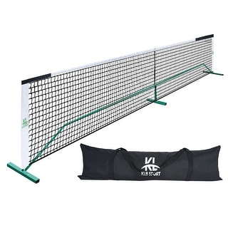 Roomfitters 22 ft Pickleball Net with Steady Metal Frame, All-Weather Setup for Outdoor and Indoor Driveways, Black White