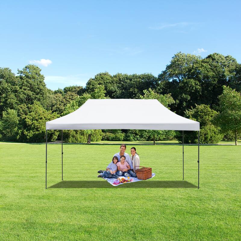 Clihome 10x15 Pop Up Canopy Tent with 4 Sidewalls, 3 Height Adjustable Outdoor Party Event Tent - White