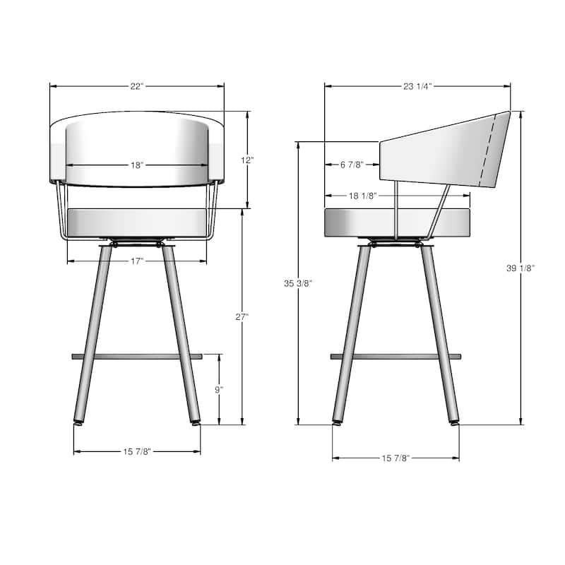 Amisco Corey Swivel Counter and Bar Stool, Upholstered with Metal Legs