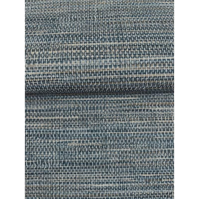 Winn Sapphire Faux Grasscloth Wallpaper