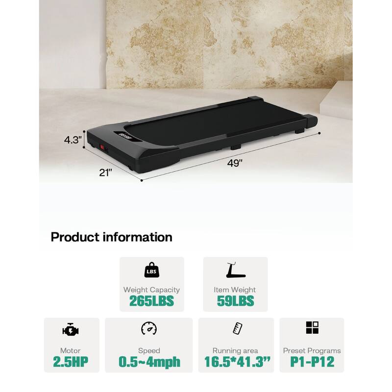 Under Desk Treadmill , Walking Treadmill 2 in 1 for Walking , Quiet and Powerful