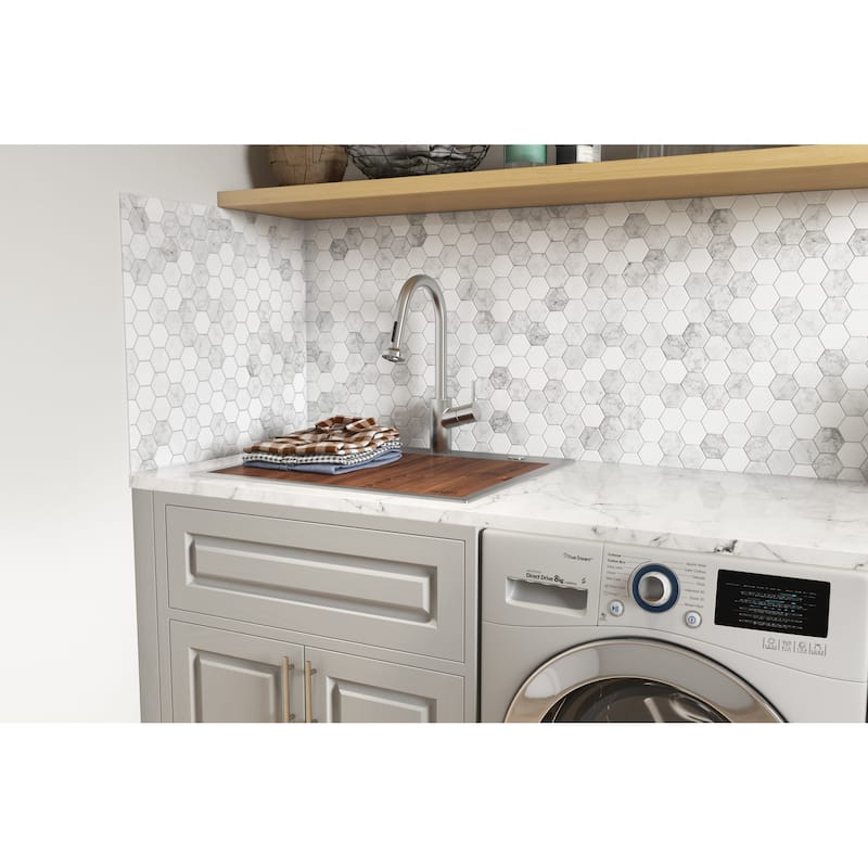 Ruvati 25 x 22 x 12 inch Drop-in Topmount Laundry Utility Workstation Sink 16 Gauge Stainless Steel - 25 x 22 - 25 x 22
